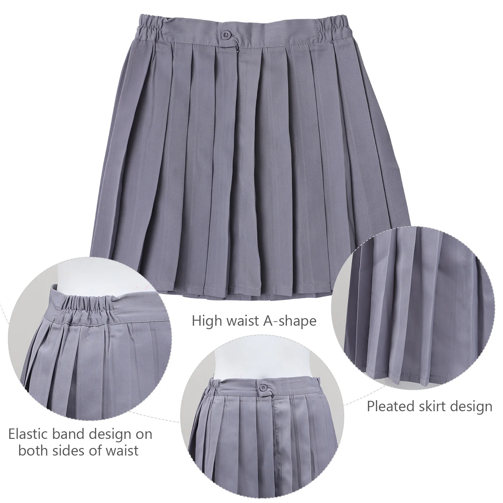 

Pleated Skirt High Waist Solid Color Graduation School Uniform Student Pleat Skirts Spandex Pleat Skirt School Dress