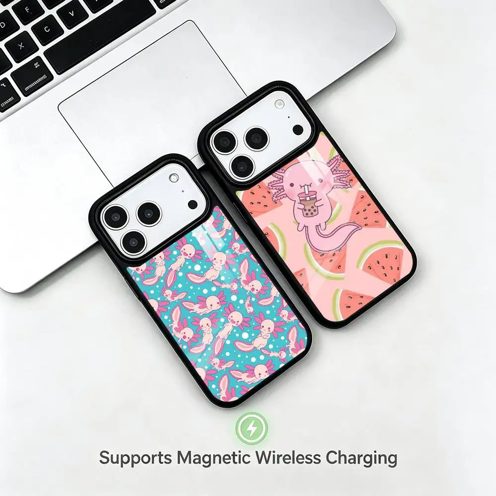 Hot-selling Cute Axolotl   Phone Case For iPhone17,16,15,14,13,12,11 Plus,Pro Supports Magnetic Wireless Charging