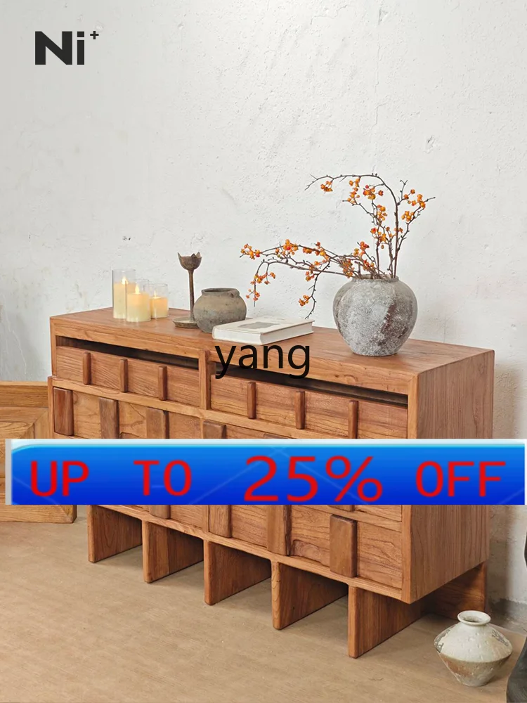 

LMM all solid wood simple living room locker Japanese storage side cabinet antique style