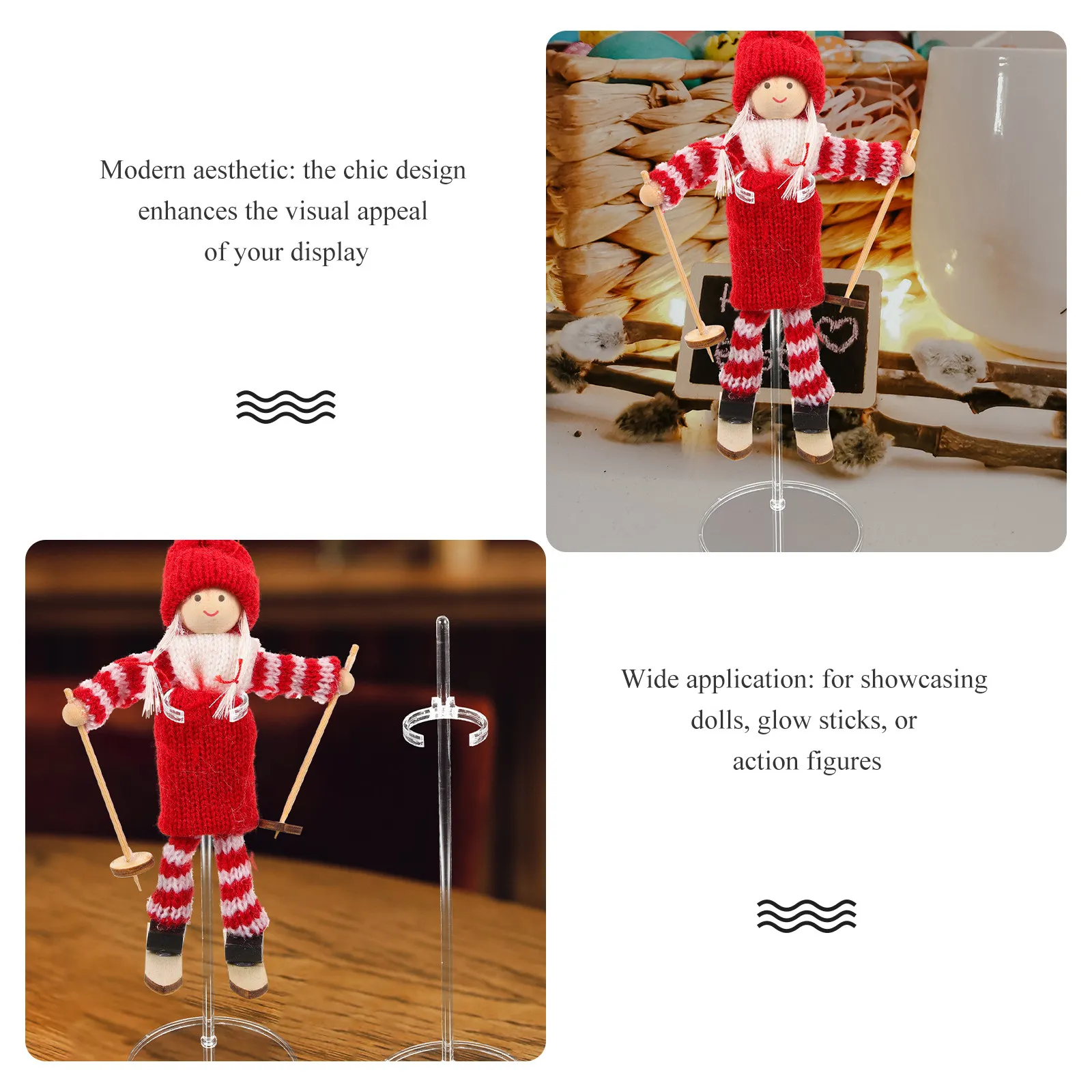 8Pcs Transparent Action Figure Display Stands Plastic Adjustable Waist Clips for 11-13In Miniature Display Rack