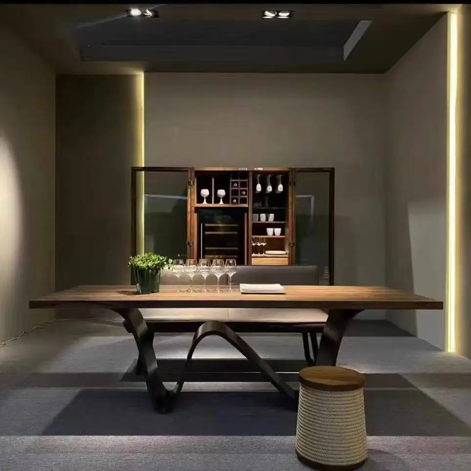 Nordic solid wood dining table, simple rectangular dining table, designer personalized desk, workbench, desk in one