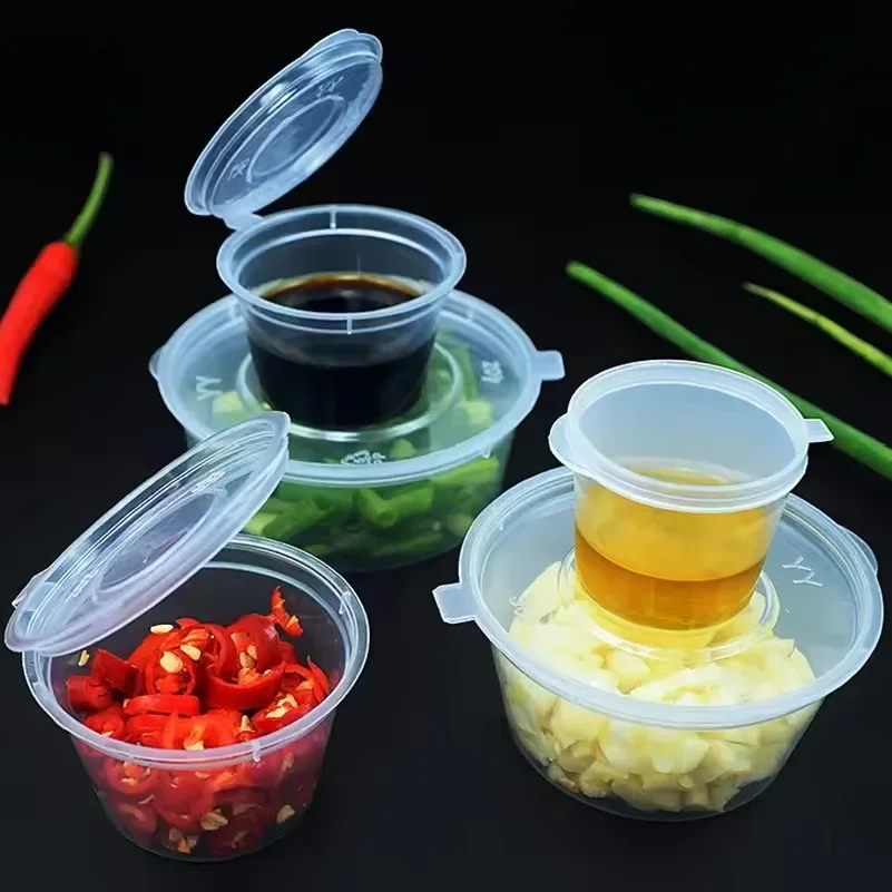 20/50/100PCS Plastic Sauce Jars with Lids Household Food Sauce Cup Disposable Leak-Proof Portable Salad Dressings Seasoning Cup