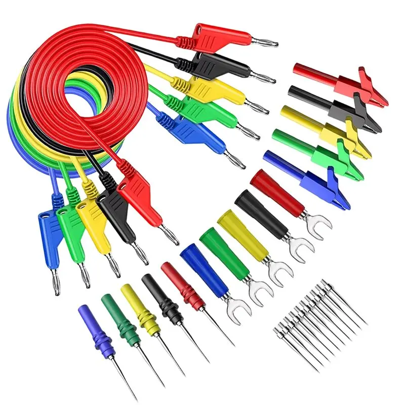 

AB11-P1036B 4Mm Banana To Banana Plug Test Lead Kit For Multimeter Match Alligator Clip U-Type & Puncture Test Probe Kit