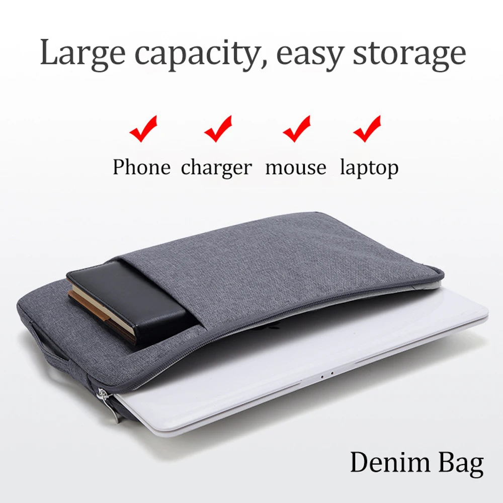 Unisex Laptop Bag For Macbook Neo Air Pro Case 13 14 15 16  Bladder For Macbook Lenovo Dell HP Huawei Xiaomi Denim General Bag