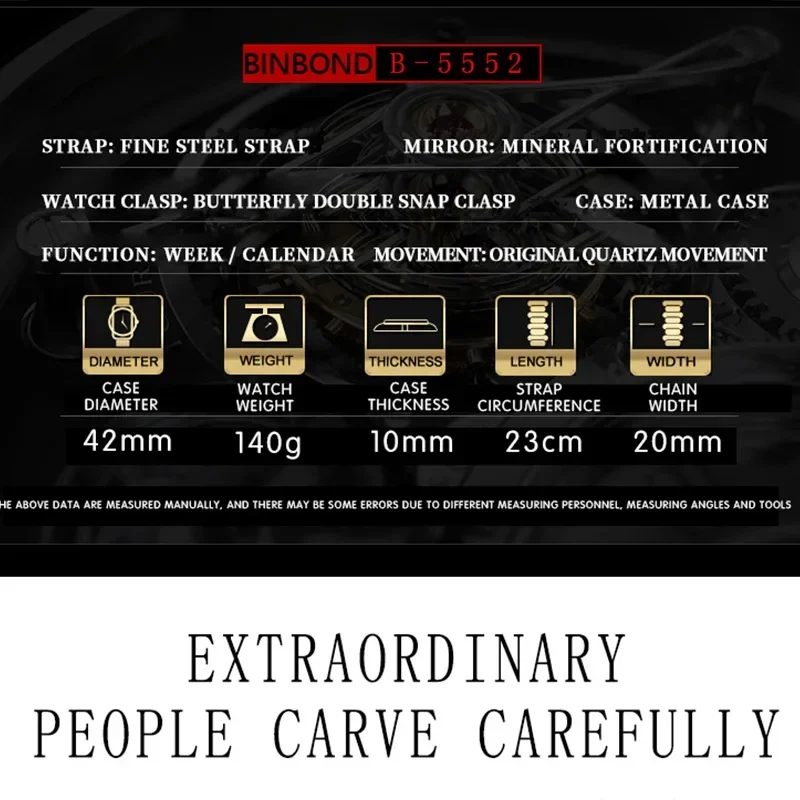 Reloj de negocios BINBONG para hombre, relojes deportivos a prueba de agua para hombre, reloj de lujo de marca superior, reloj de pulsera de cuarzo para hombre, reloj Masculino B5552