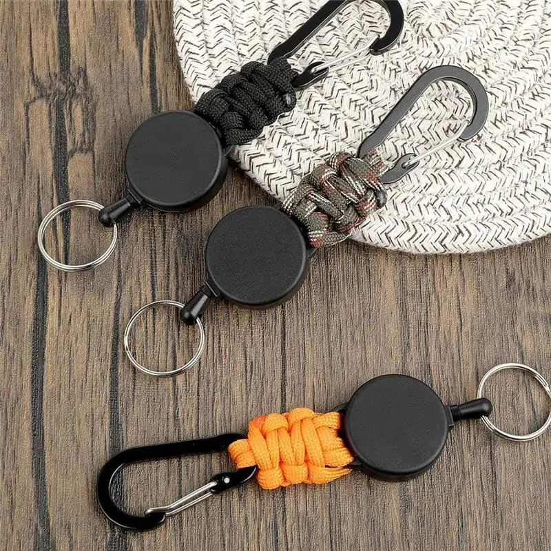 3Pack Retractable Keychain Heavy Duty Retractable Lanyard Badge Holder Retractable Clip Retractable Key Ring Key Holder-AEF7