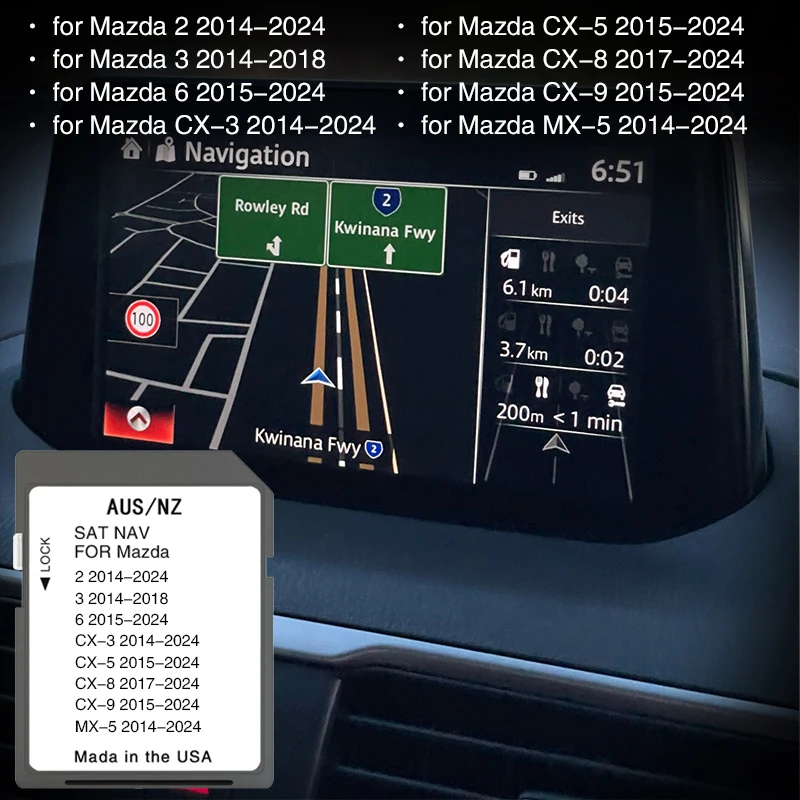

Navigation Connect System SD Card Upgrade for Mazda 2 3 6 CX3 CX5 CX8 CX9 MX5 Vehicle Australia New Zealand map GPS 16GB