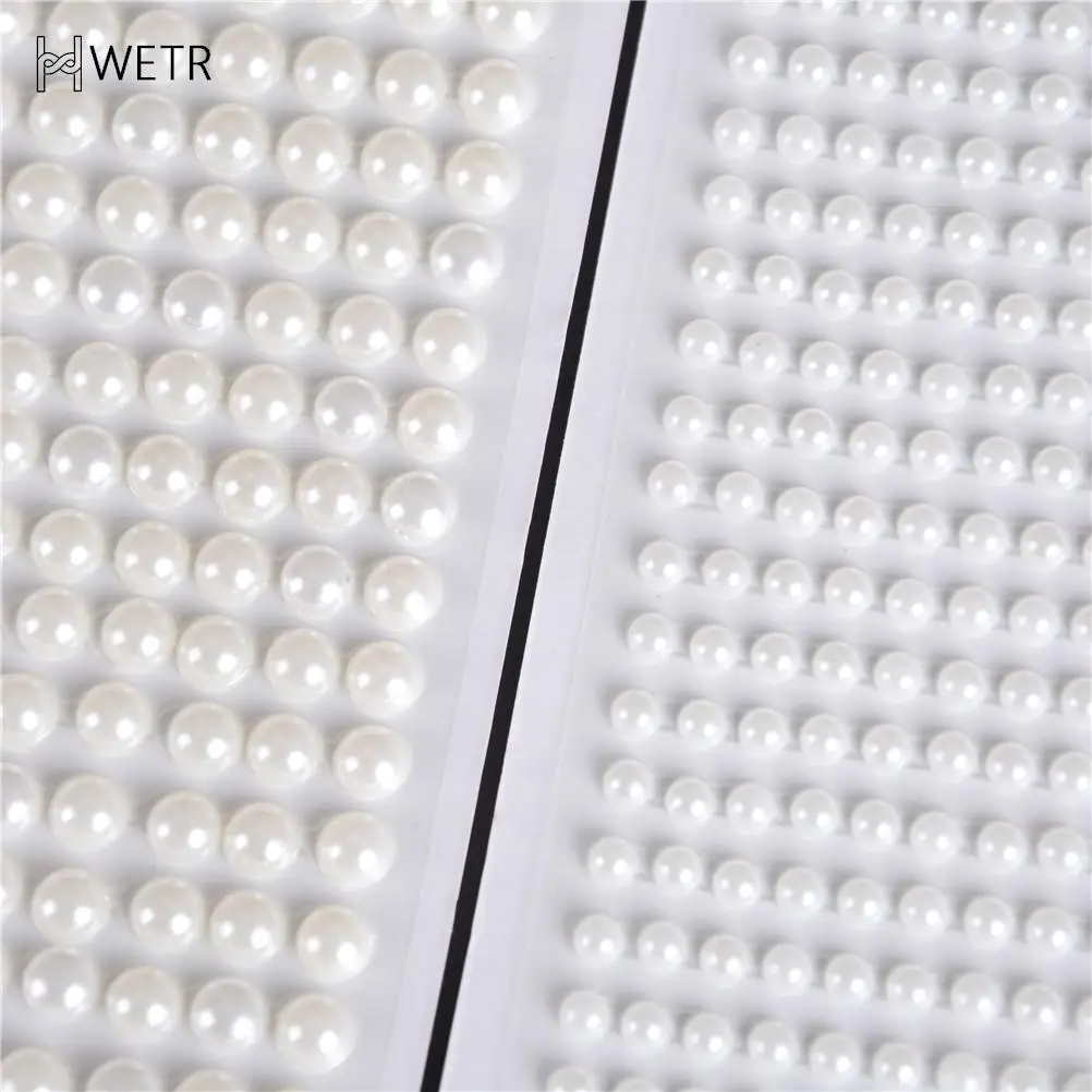 Cream Resin Simulated Pearls Sticker Self Adhesive Strips Decorative DIY Circle Beads 4mm 5mm 6mm