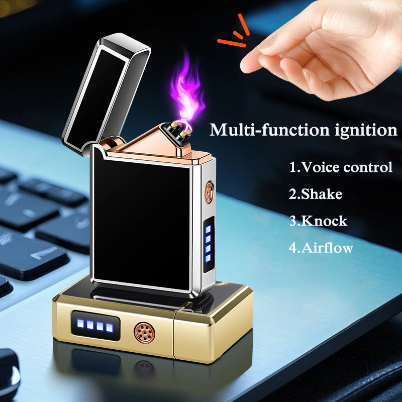 2026 New Voice Control Smart Windproof Lighter Type-c Charging Dual Arc Cigarette Lighter,Lighters for Smokers
