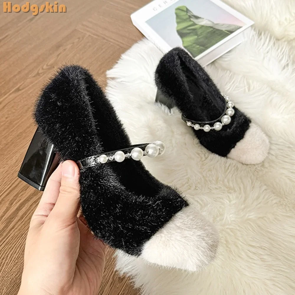 sweet-pearl-chain-pumps-faux-fur-patchwork-square-toe-chunky-heels-mary-janes-shallow-slip-on-2025-winter-warm-dress-shoes
