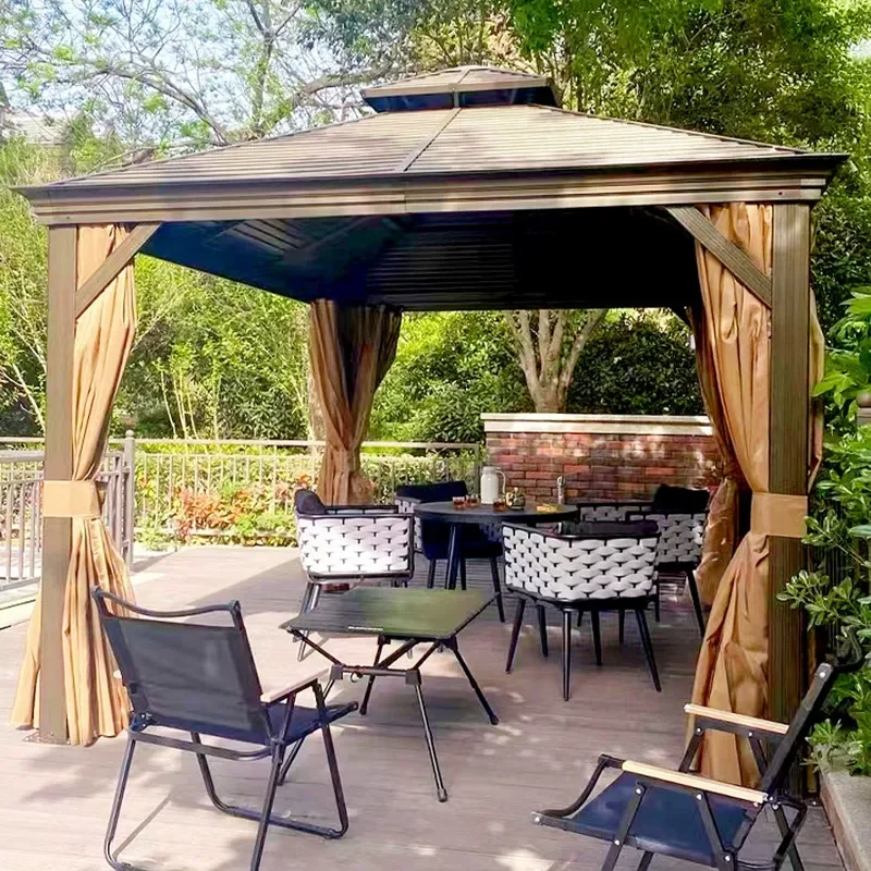 For Metal Frame Pavilion Garden Courtyard Terrace Rain Sun Protection Shed Leisure Villa Homestay Scenic Spot Outdoor Decor