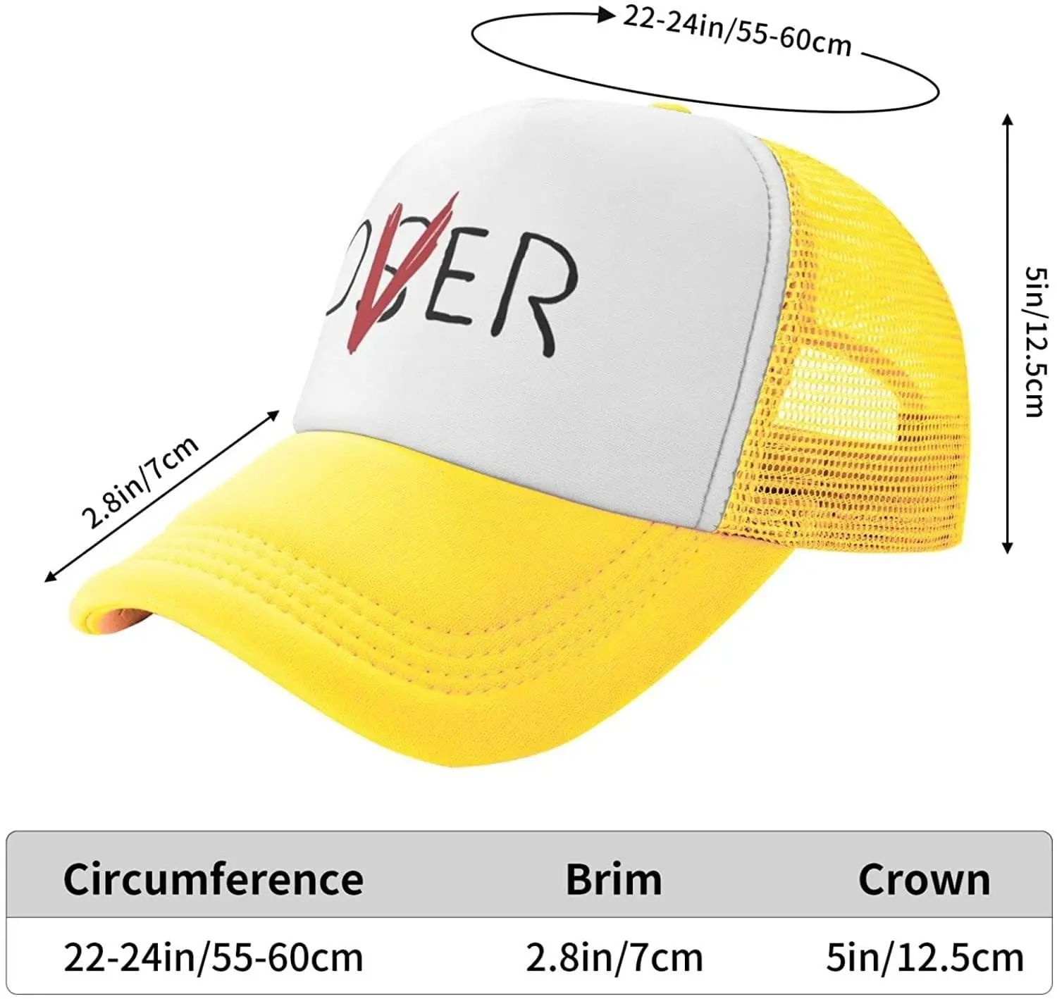 Sombrero de camionero Loser Lover, gorra de malla ajustable, sombrero de béisbol Unisex, adecuado para deportes, pesca, Viajes Amarillo