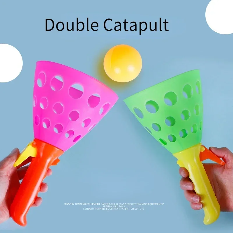 Family Parent-child Interaction Ball Double Catcher Throwing Toy Catapult Throwing Butt Bouncy Ball Docking Balls Kids Toys