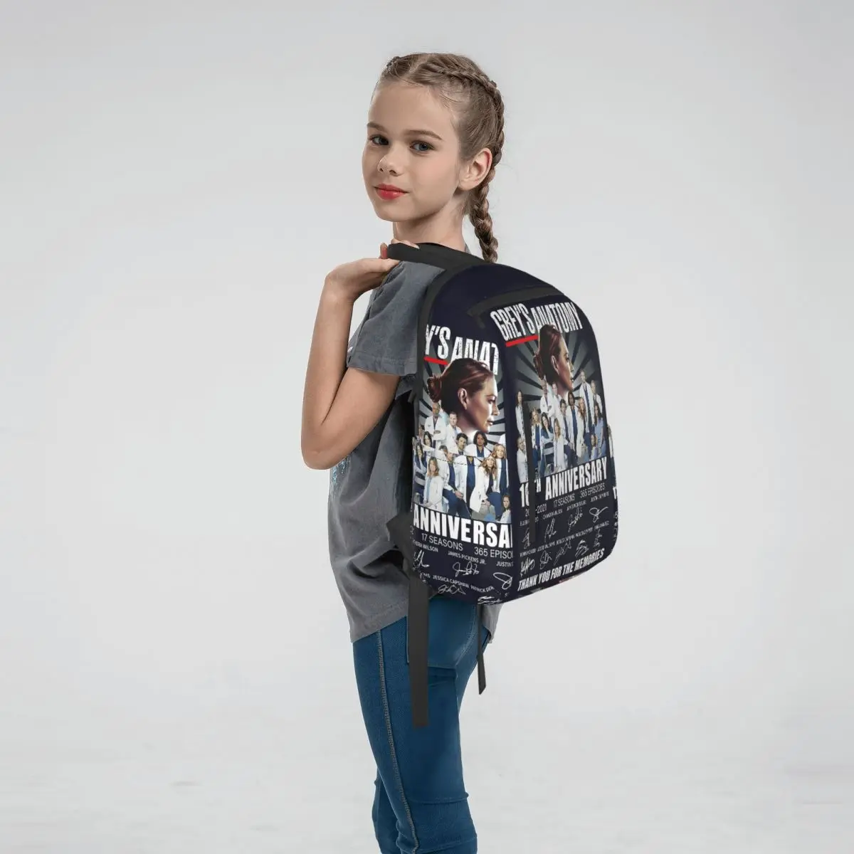 Greys Anatomy Anniversary Seasons Signatures Thank You For The Memories Backpack Daypack Boys Girls BookBag School Bag Shoulder