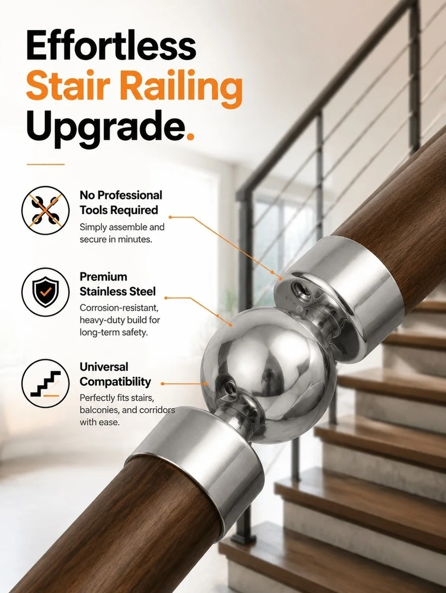 Heavy Duty Metal Handrail Connector Extension for Stair Rail Brackets and Fittings