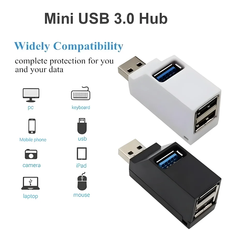USB 3.0 HUB Adapter Extender 1 to 3 Ports USB Hub Splitter 3 Port High Speed USB 3.0+2.0 Hub For PC Laptop U Disk Card Reader