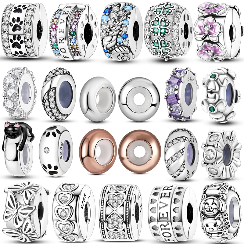 925 Sterling Silver Silicone Spacer Stopper Clip Charms Chamilia Beads Fit Original Necklace Bracelet DIY Gift Women