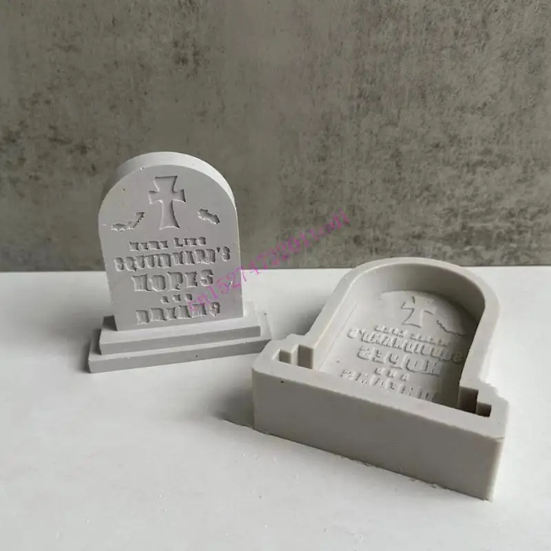 

Halloween Tombstone Silicone Molds Table Ornament Mould DIY Crafts Plaster Mold M76B