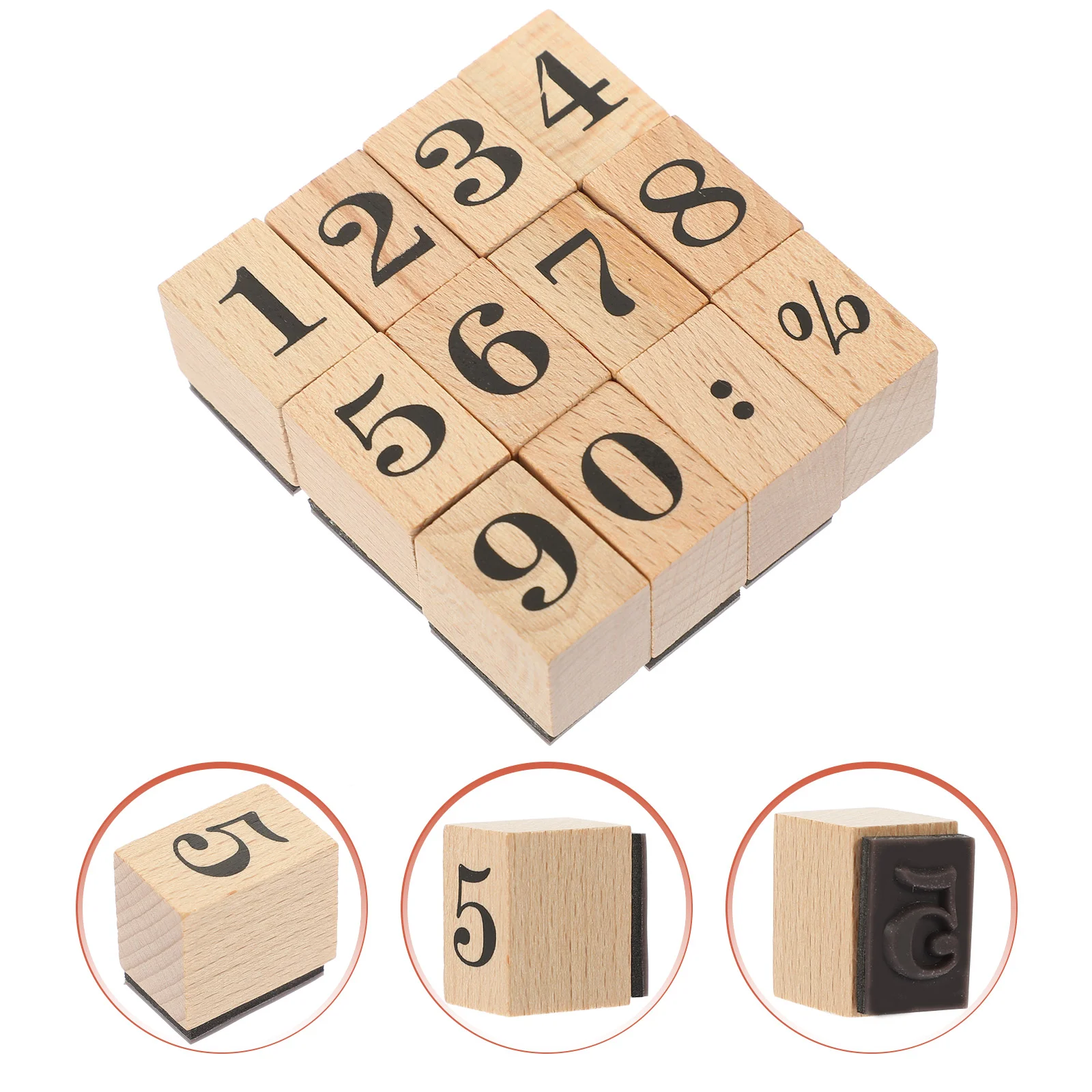 Journal Seal Stamp Number Design Stamps DIY Crafts Accessories Wooden Woody Toy