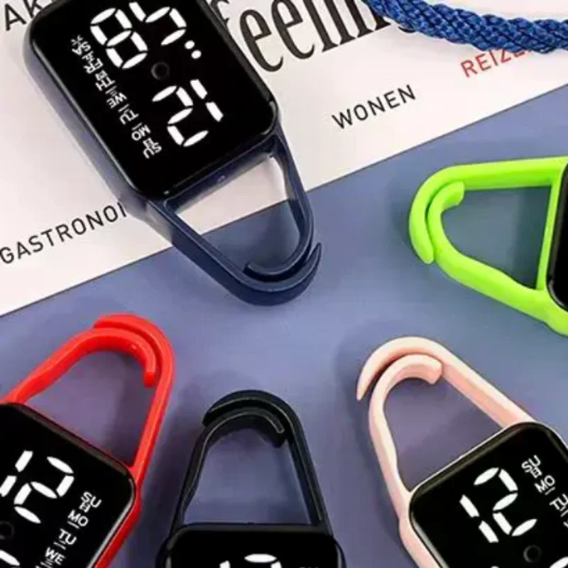 LED Digital Luminous Function Children Gifts Electronic Watch Keychain Multifunctional Hanging Watch Pocket Watches