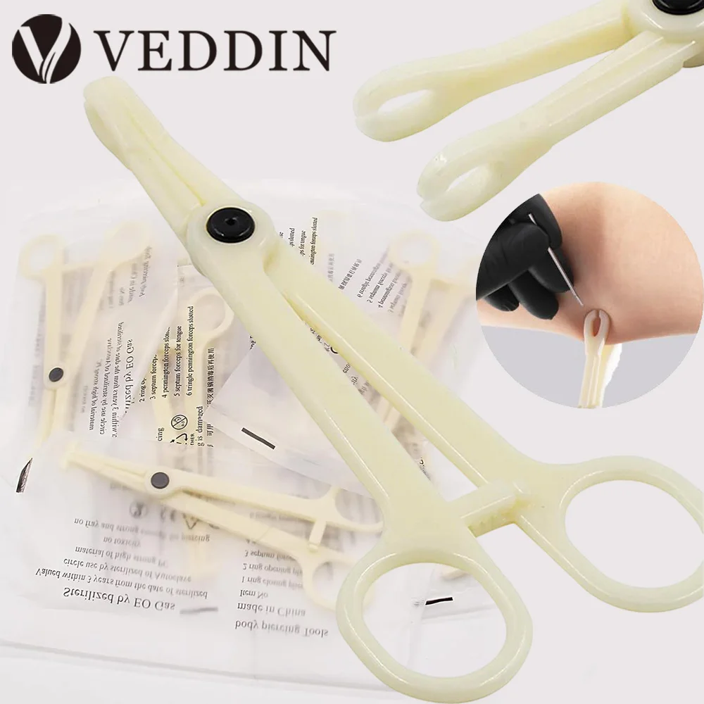 50/25/15/5/1pcs Piercing Clamps Sterile Round Puncture Clamp Disposable Ear Nose Tongue Belly Piercing Plier Forceps Clamps Tool