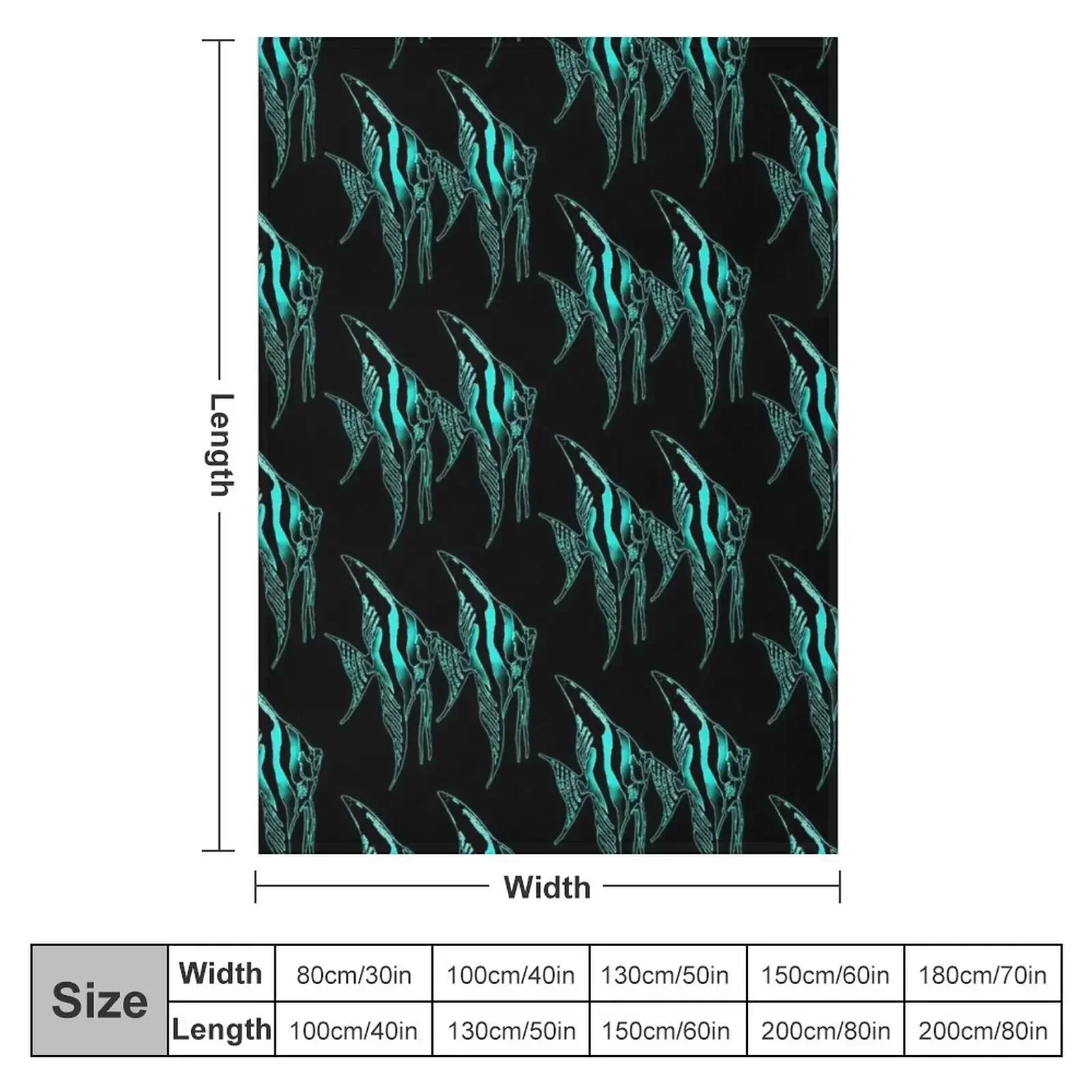 Angelfish blue Logo Pair in Black background Throw Blanket Weighted Luxury Brand Heavy Blankets