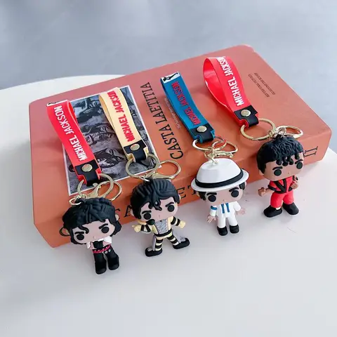 Creative 4 Styles Michael Jackson Keychain Music Idol Doll Machine Key Chain Bag Accessory Chain Pendant