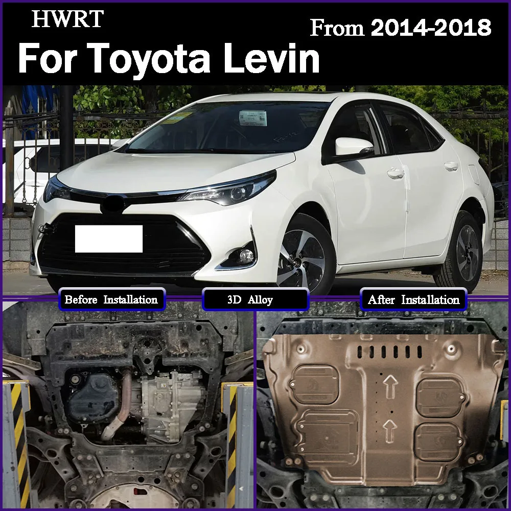 

Black Under Engine Guard Plate Splash Shield Mud Fender Cover For Toyota Levin 2014-2018 1.6L 1.8L 1.2T Mudguard Protector