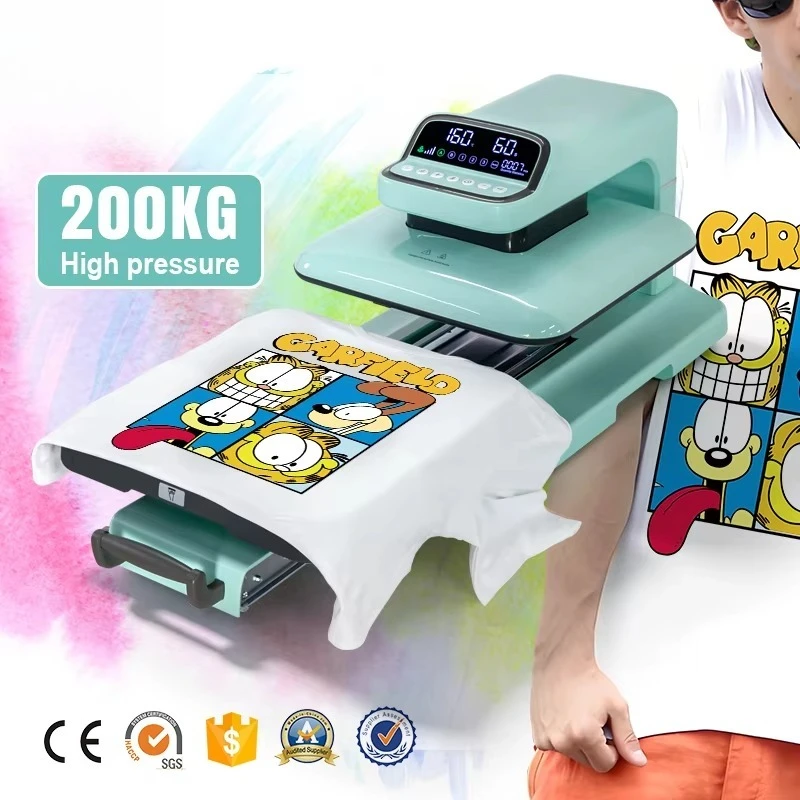 Popular Electric Automatic High Pressure Flatbed Multicolor Heat Press Machine for T-Shirt Printing