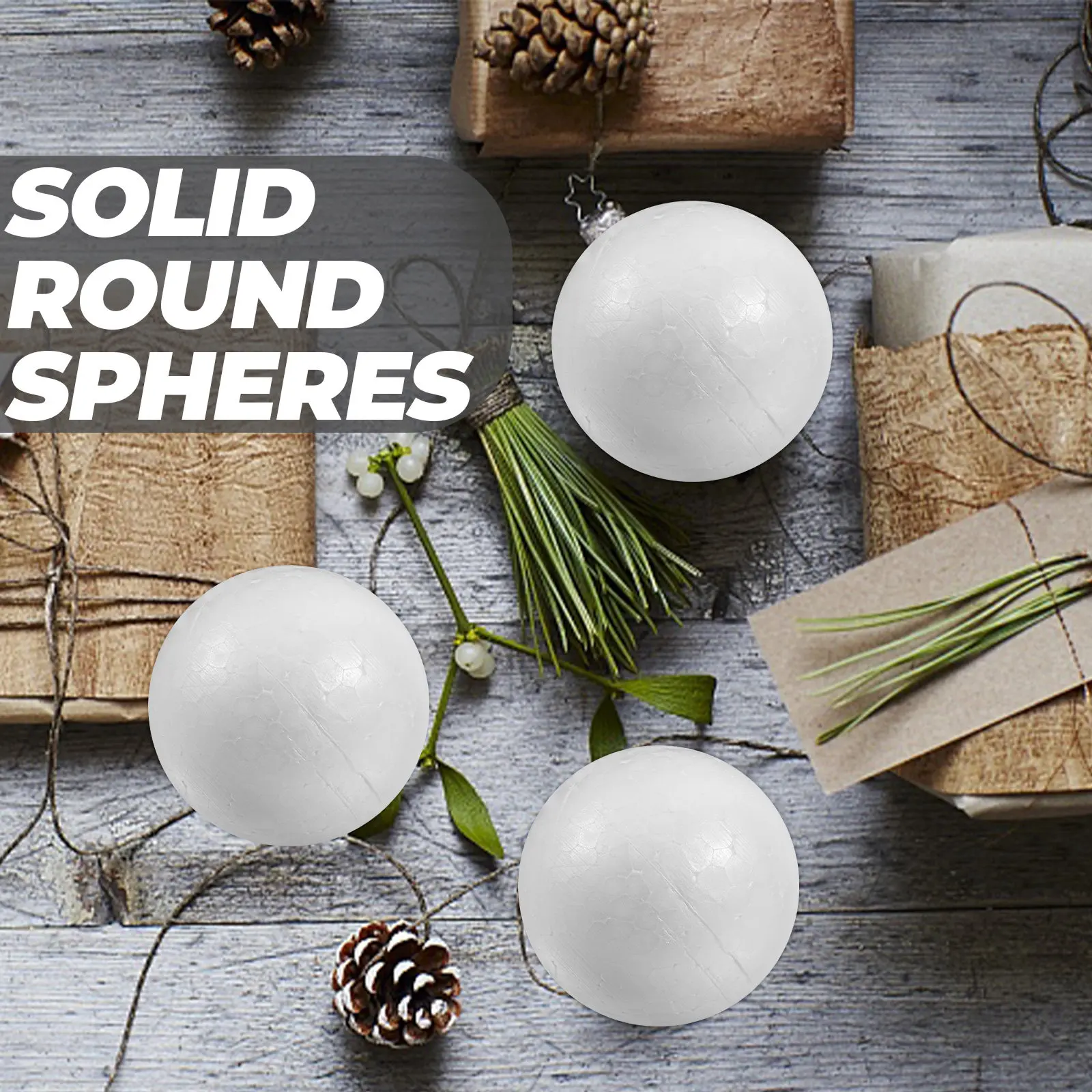 

100Pcs Round White Polystyrene Foam Balls 6Cm Solid Craft Spheres Perfect for Painting Cutting Sanding Gluing Festive Party