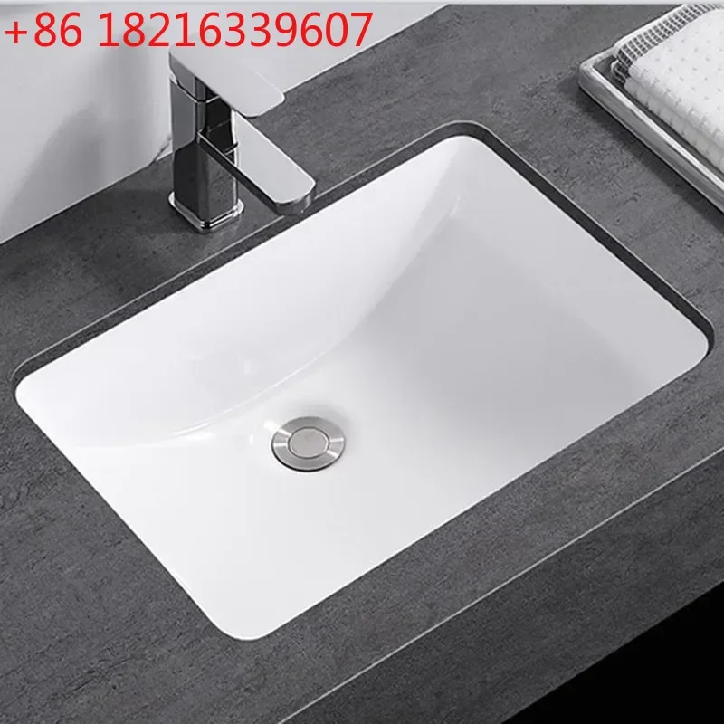 YAO Undercounter Ceramic Wash Basin Square Oval Single Bowl Embedded Bathroom Sink for Toilet Household Balcony Vanity