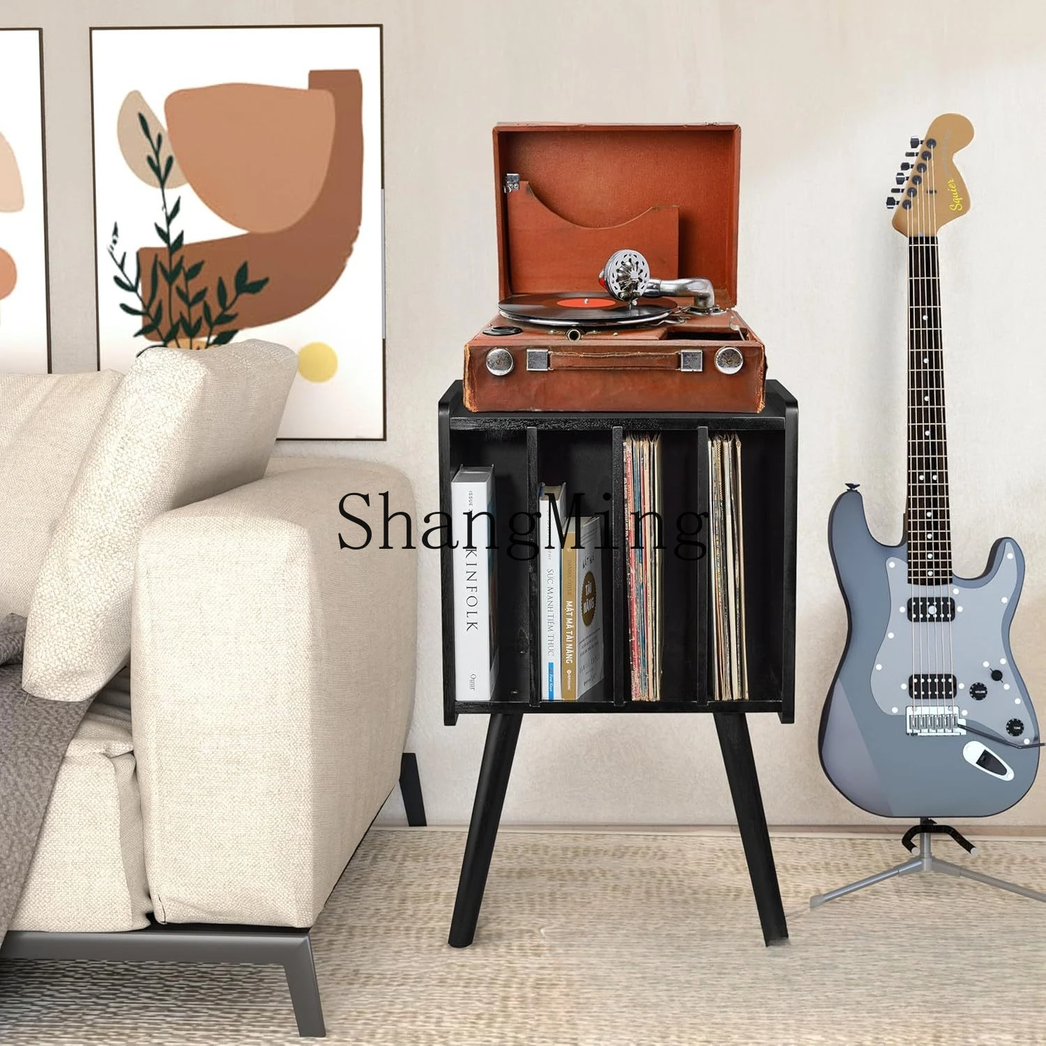 

FG wooden bedside few brackets, book storage cabinet, wooden record player storage rack