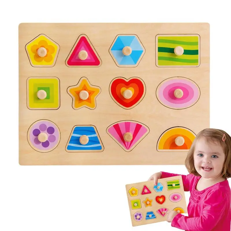 Wooden Shape Puzzles Safe Shape Recognition Toy Wooden Shape Sorter Ergonomic Design For Children Boys