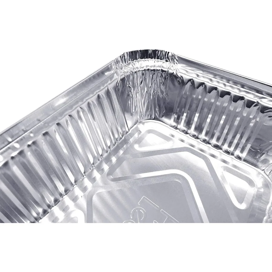 (480 عبوة) مقالي جاهزة ممتازة بسعة 1 رطل مع أغطية - 5.6 بوصة × 4.6 بوصة × 1.9 بوصة لتر شديدة التحمل من رقائق الألومنيوم للاستعمال مرة واحدة لتقديم الطعام #5