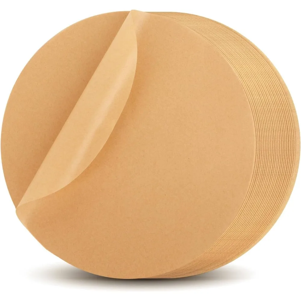 6-Inch Pre-Cut Round Parchment Paper Sheets for Baking, Unbleached Kraft Non-Stick Oven Safe Baking Paper Circles, Perfect for Cake Pans Cookie Sheets Pizza Pies and Air Fryer, Easy Release Tear Resistant Waterproof