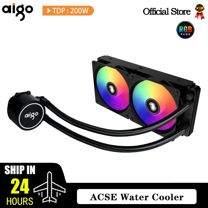 AliExpress Collection Aigo CPU 냉각 컴퓨터 RGB 수냉 방열판 통합 CPU 쿨러 선풍기 라디에이터, LGA 1700, 1151, 2011, AM3 +, AM4 