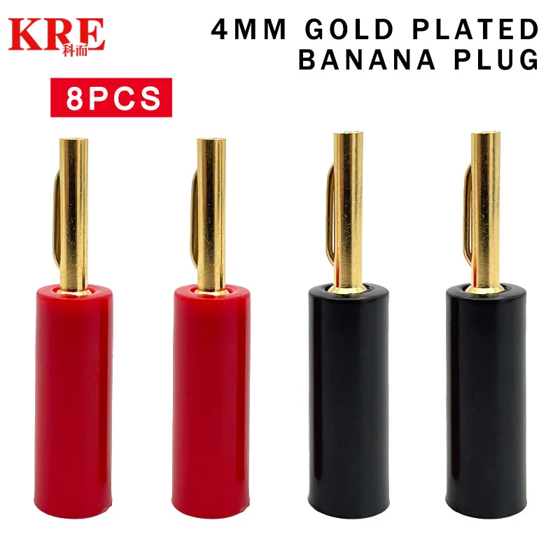 KRE 8PCS 4mm Gold Plated Speaker Banana Connector No Welding  Horn Plug For Audio Video Cable Adapter