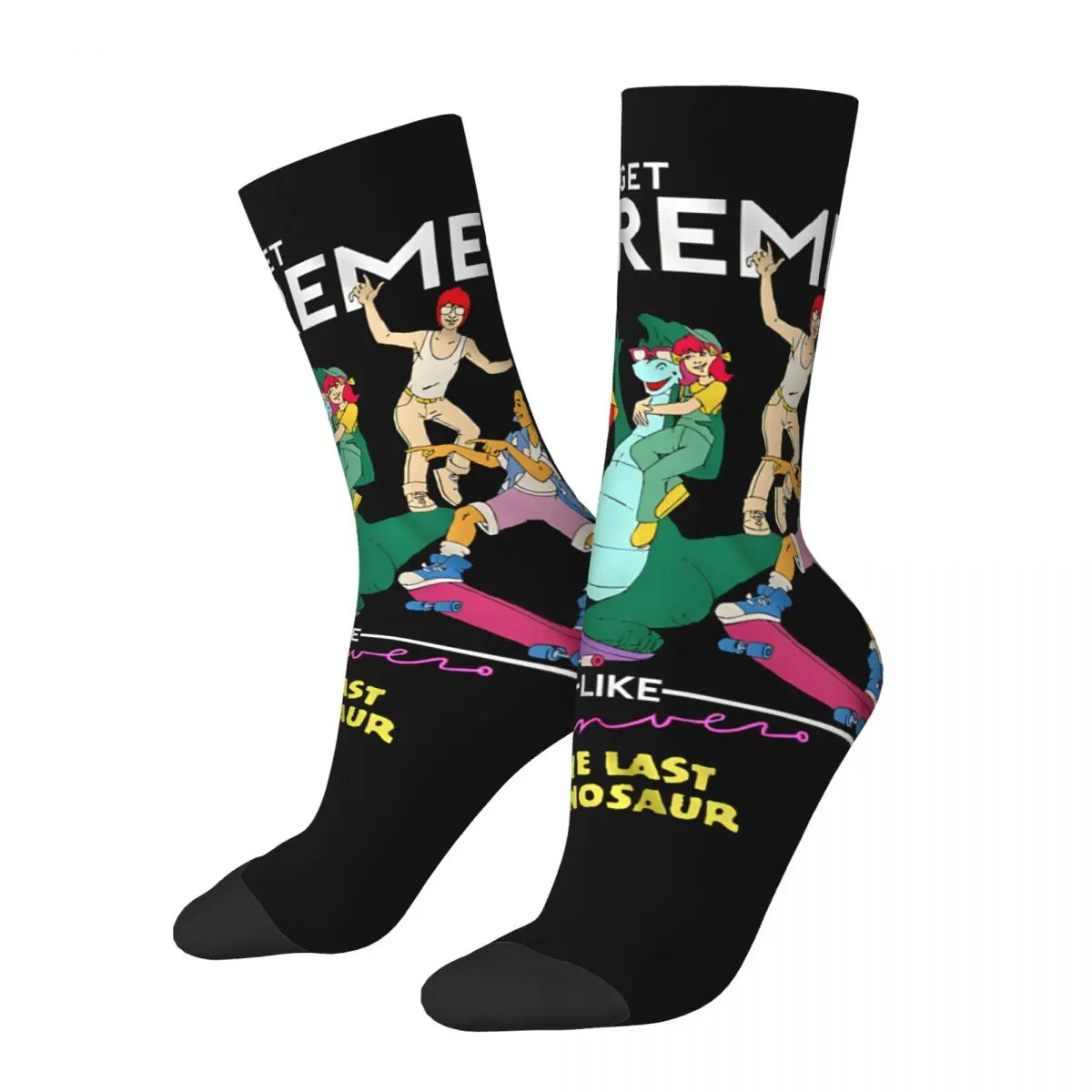 Funny Crazy compression I Get Sock for Men Hip Hop Vintage D-Denver, The Last Dinosaur Happy Seamless Pattern Printed Boys Crew