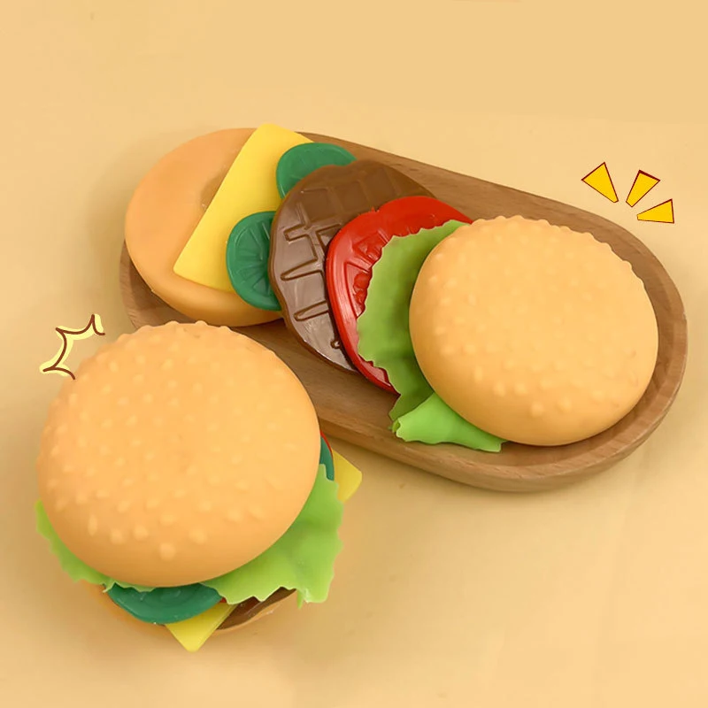 Creative Children's Play House Toys Five Layers DIY Handmade Hamburger Pinch Music Fidget Toy Children's Stress Relief Toys