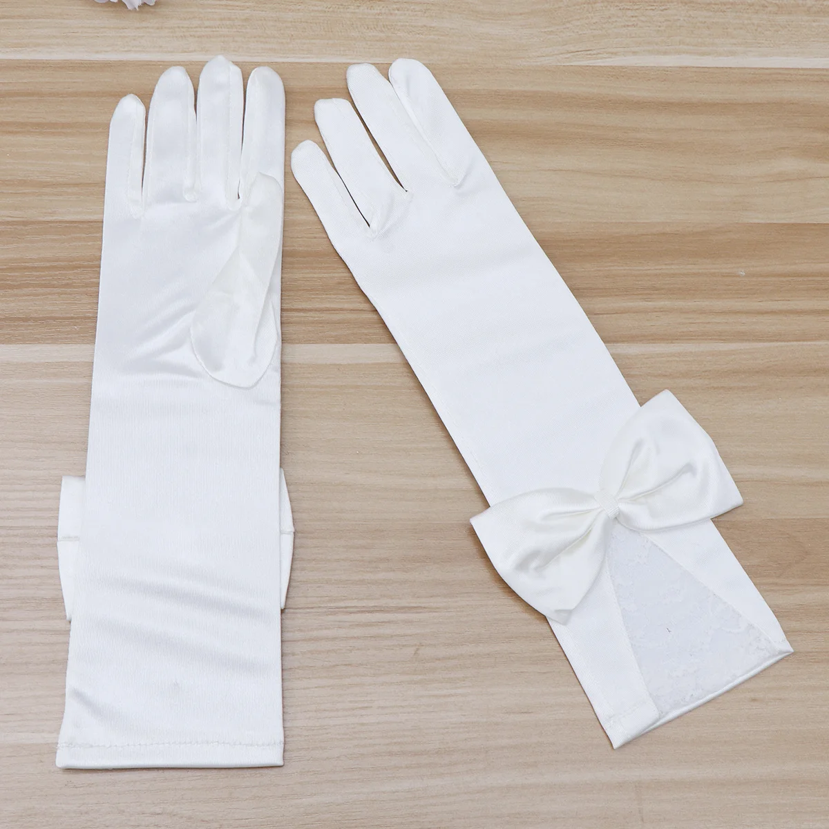 1 زوج فستان قفازات الزفاف الدانتيل شبكة صيد السمك المرأة عقدة من الساتان أنيقة قفازات حفلات الزفاف للعروس حفلة موسيقية أوبرا الباليه المرحلة الحدث