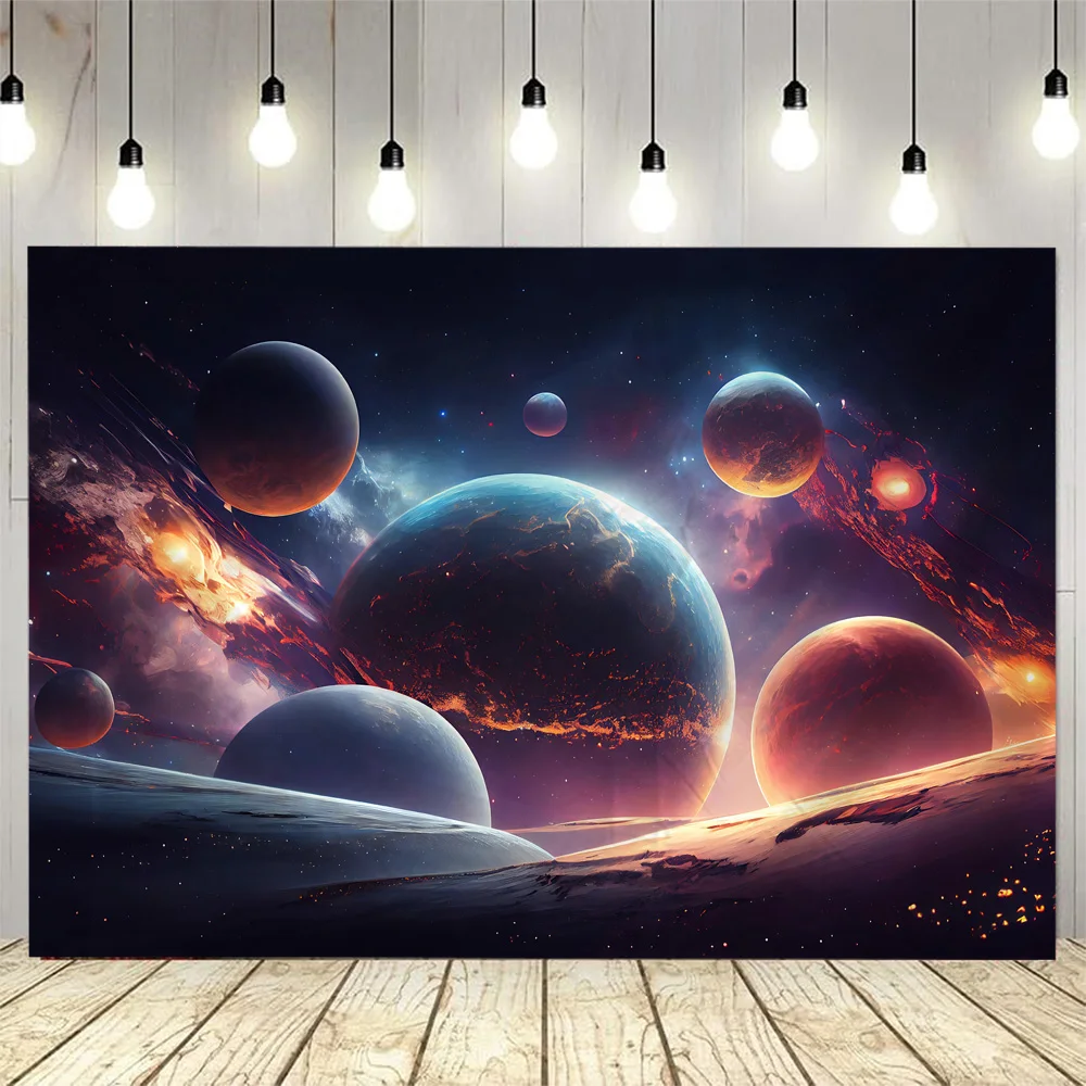 

Planet Starry Sky Tapestry Dreamy Landscape Wall Hanging Living Room Background Poster Home Decoration Studio Fabric Mural