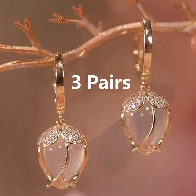 Women's Creative Tulip Earrings Simple Fashion Elegant Earrings High-End Texture Jewelry