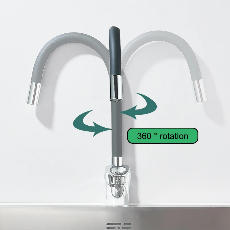 Black/Chrome Kitchen Sink Faucet Freely-Rotating Hose Multi-Mode Spout Wall Mount Cold Hot Water Mixer Kitchen Washbasin Tap