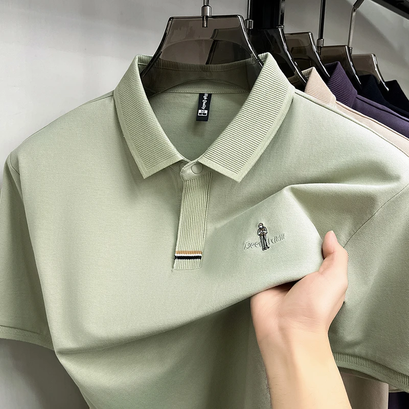 Luxury brand embroidered short sleeve polo shirt men's new summer breathable comfort Korean style fashion casual golf T-shirt