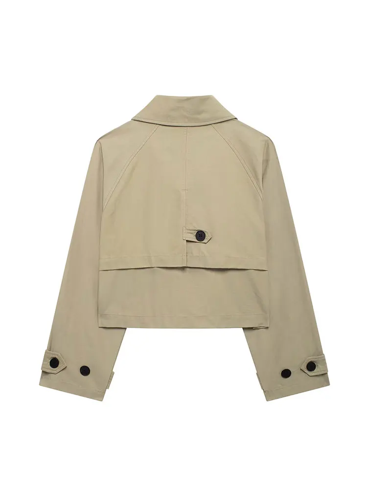 TRAF-Veste à Double Boutonnage pour Femme, Manteau Chic et Élégant, Couleur Unie, Manches Courtes et sulf, Collection Automne 2024