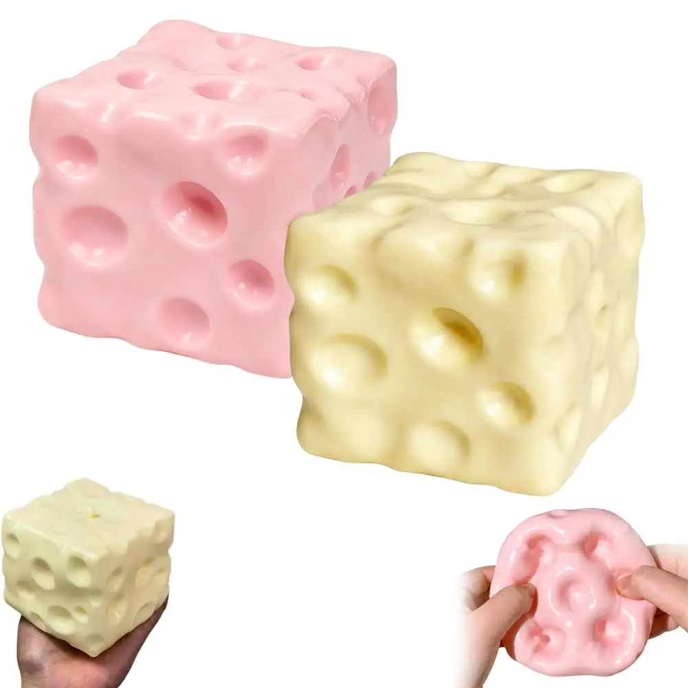 6CM Cheese Squishy Jumbo Squishy Luck Squeeze Cheese Stress Ball Soft Slow Rising Cube Block Sensory Fidget for Stress Adults