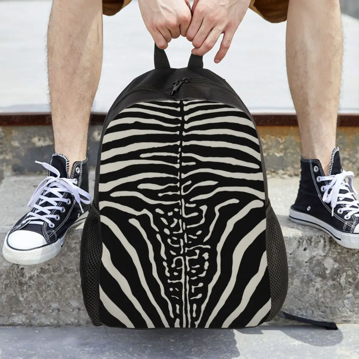 

Zebra Stripes Print Skin Hide Texture (2) Backpack Daypack Large Capacity Kids BookBag School Bag Shoulder Bags for Men Women