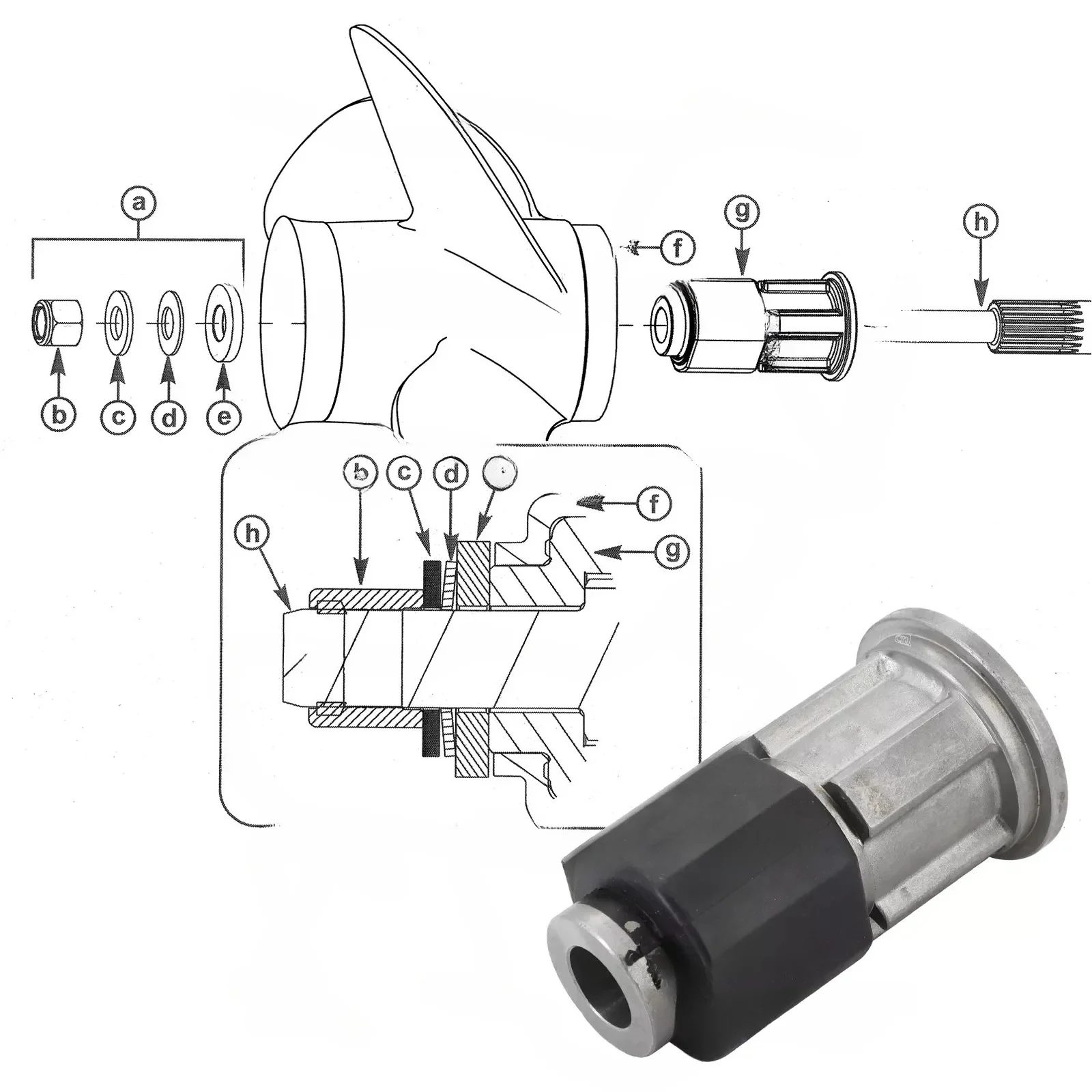 For Mercury Engine 225-400HP Boat Propeller Hub 8M0101601 Flo-Torq SSR HD Hub Kit