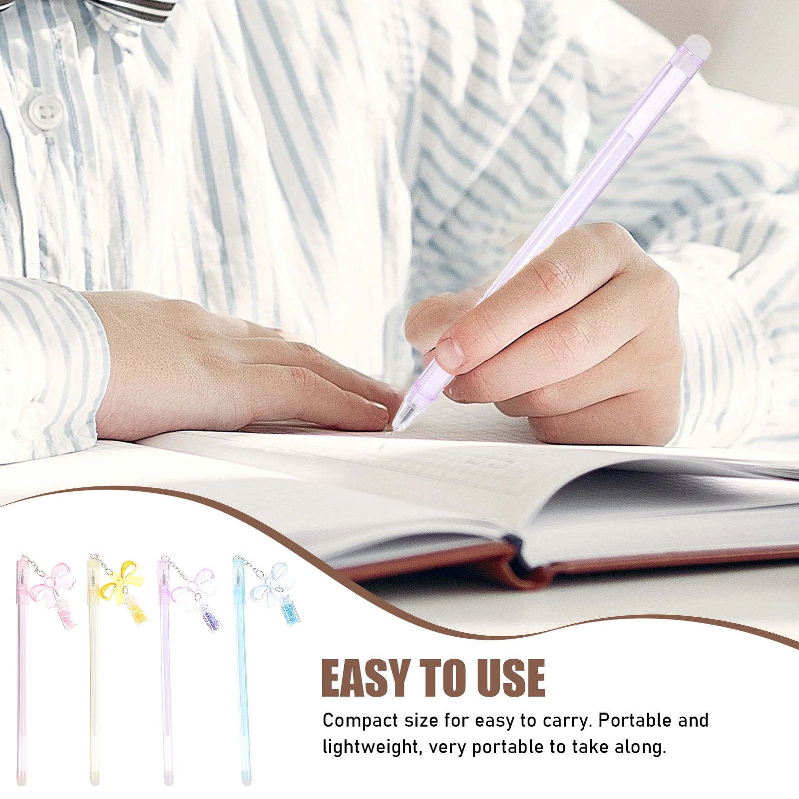 

8pcs Sequin Pendant Black Ink Pens for School Office Stationery Writing Portable Student Crafting Neutral Ballpoint Gel