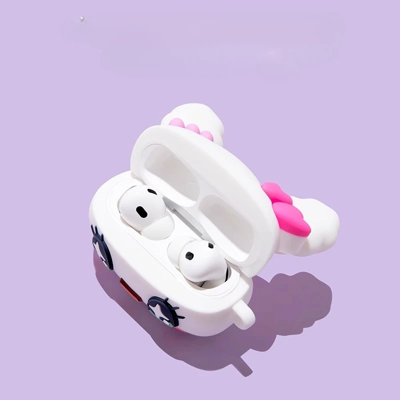 Silicone Soft Shell Cute Rabbit  Earphone Case Ornament Keychain for Apple AirPods 4 Pro 1 2 3  Transparent Protective Cover